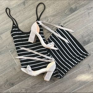 Shoe Republic LA Grey Suede Block Sandal Heels